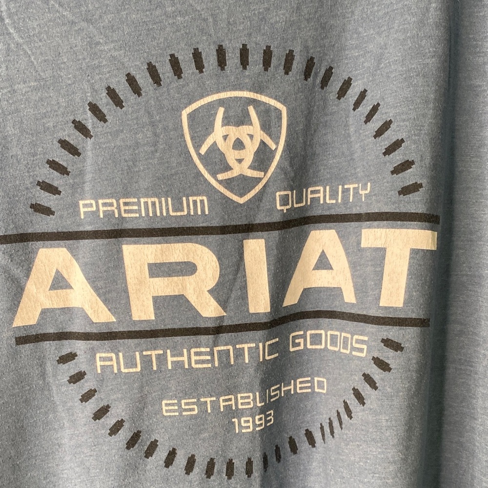 Ariat Logo Graphic Tee T-Shirt Blue Spell-out Western Cowboy - Picture 3 of 5